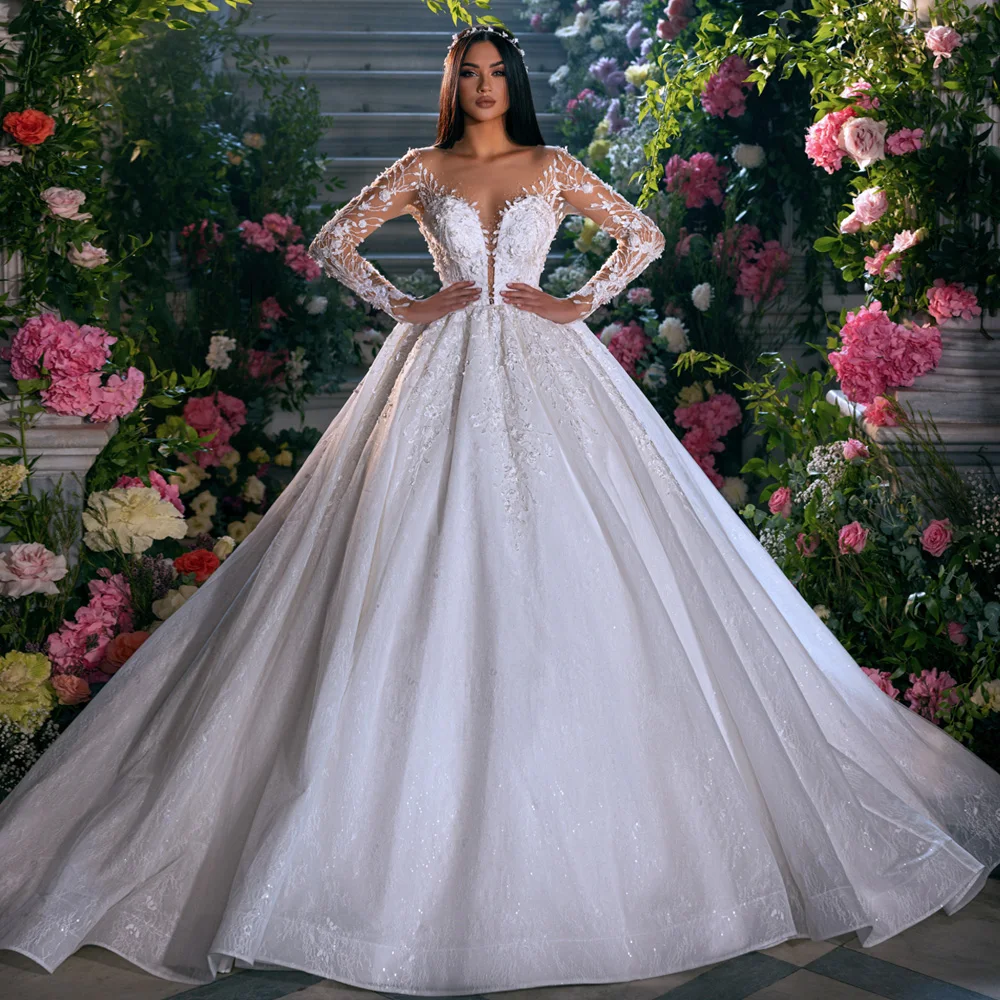 

Романтическое бальное платье, свадебное платье для женщин 2023 Ali, китайская кружевная свадебная одежда с рукавами и аппликацией, женское платье на заказ