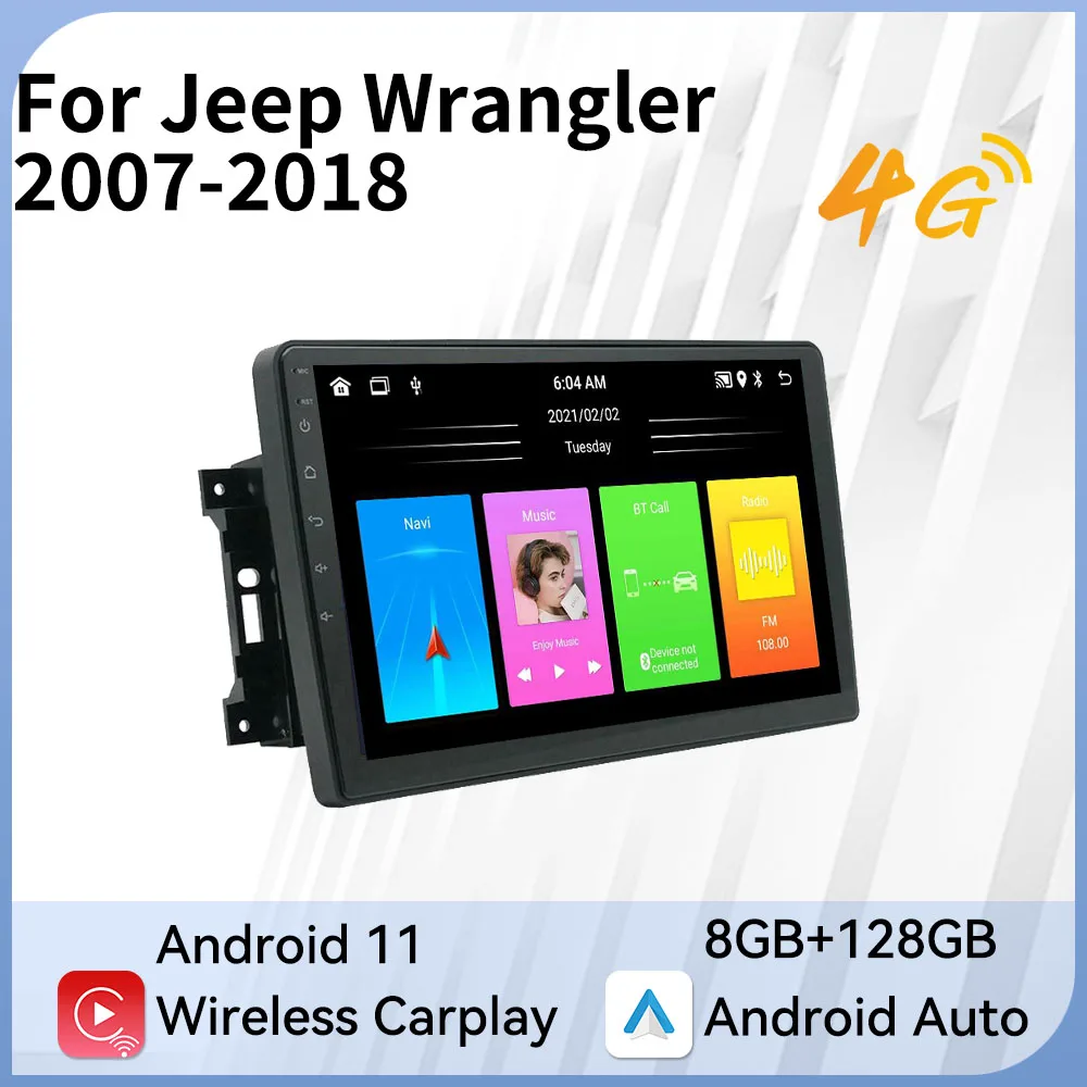 

Carplay Автомобильный мультимедийный плеер для Jeep Wrangler 2007-2018 Радио 2 Din Android автомобильный стерео GPS-навигатор Авторадио головное устройство авт...