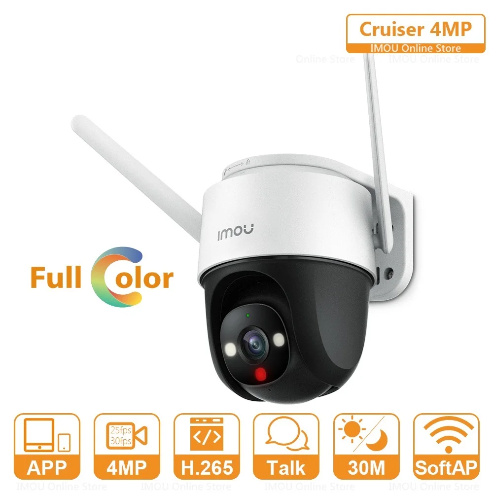 

2022 Dahua Imou Cruiser 4MP PTZ Outdoor IP Camera Full-Color Night Vision Built-in Wifi AI Human Detection Weatherproof Two-Way