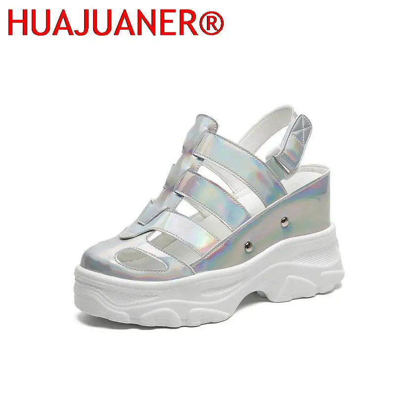 

Новинка лета 2023, водонепроницаемые сандалии Baotou на платформе, женские сандалии на толстом высоком каблуке, женская обувь на танкетке