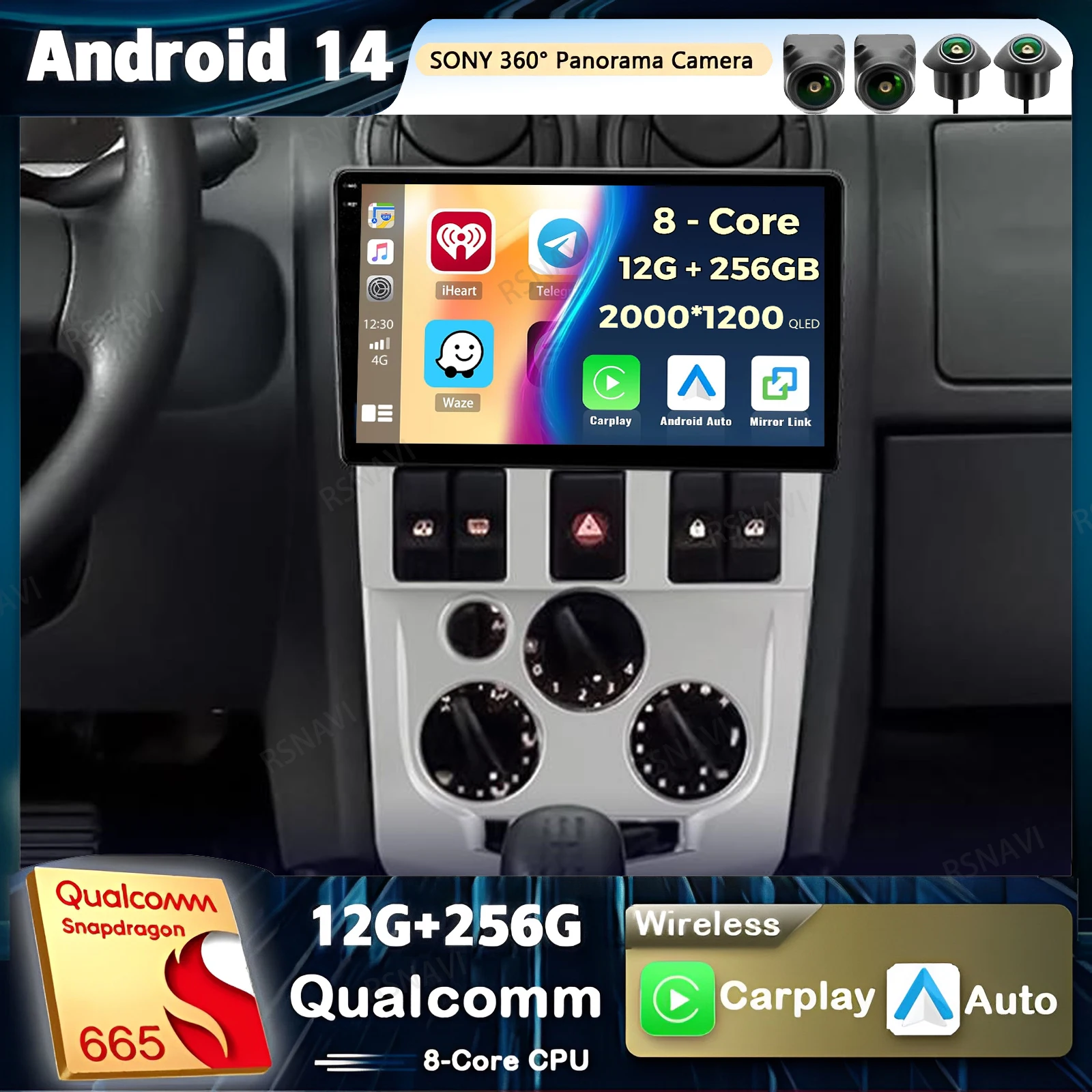 Автомобильный радиоприемник Carplay Android 14 для Renault Logan 1 L90 2004-2009 мультимедийный