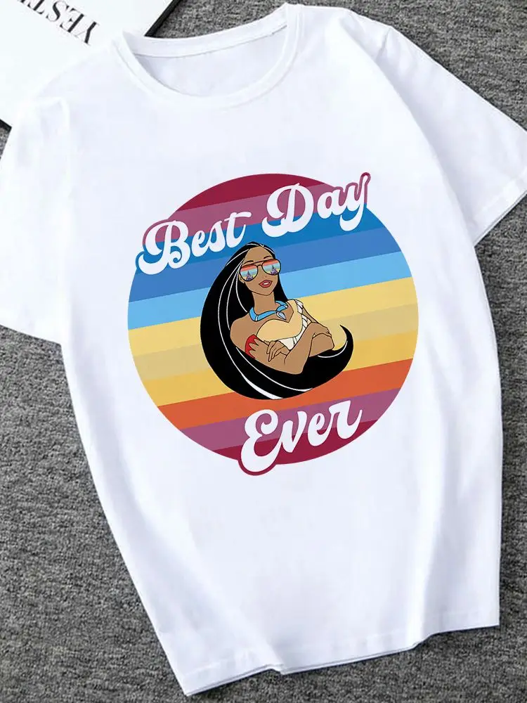 

T Shirt Women Disney Pocahontas With Sunglasses Princess New Cool Trendy Popular New Products T-Shirt Printing All-Match Tshirt