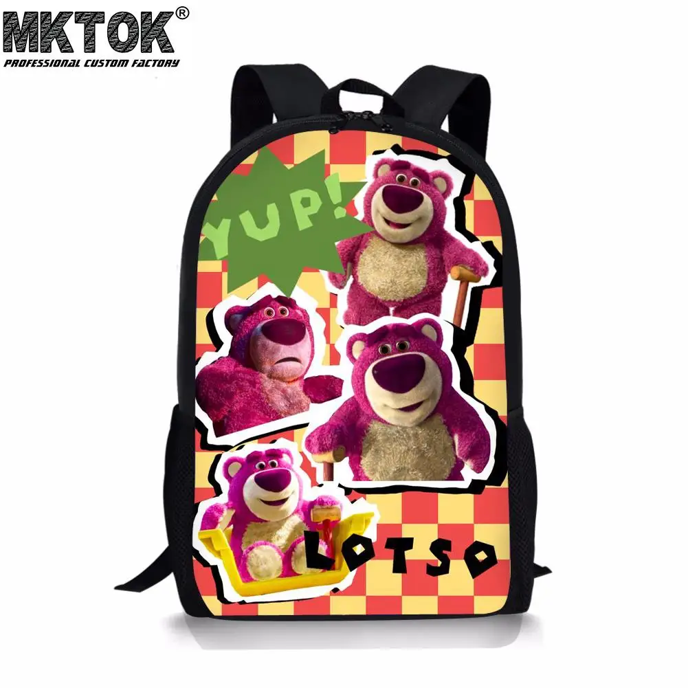 Strawberry Bear Toddler School Bags Girls Pink Children's School Backpacks Customized Mochilas Escolares Free Shipping
