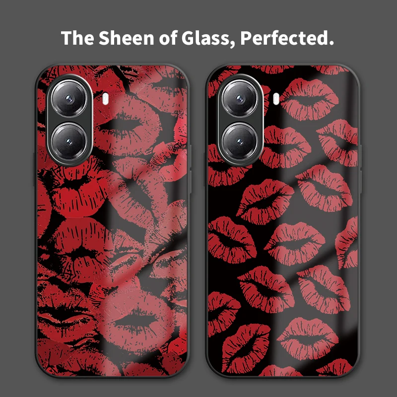 Фото Роскошный противоударный чехол для телефона Xiaomi Poco X7 Pro X3 NFC X3 Pro X6 X5 X4 GT, чехол-бампер из закаленного стекла с рисунком губ и поцелуем №2