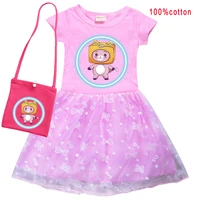 fancy lankybox clothes kids short sleeve dresses small bag 2pcs for girls birthday easter cosplay vestidos baby girl clothing