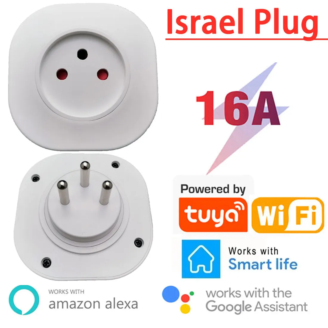 

WiFi Smart Plug 16A Israel Plug Power Socket Tuya APP Smart Home For Alexa Google Home Assistant Voice Control Timing Function