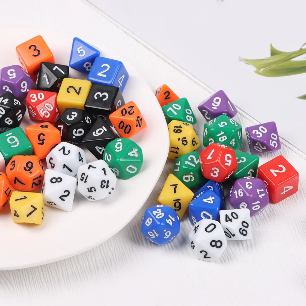 

7pcs/set Polyhedral 7-Die Carved Pattern Dice Set D4 D6 D8 D10 D% D12 D20 Dice Game Party Props Tabletop Role Playing Games