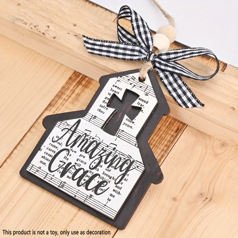 1 шт. деревянный двухслойный кулон в форме домика с Иисусом