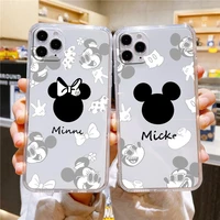 black white mickey disney phone case for apple iphone 14 13 12 11 se xs xr x 7 8 6 5 mini plus pro max 2020 transparent cover