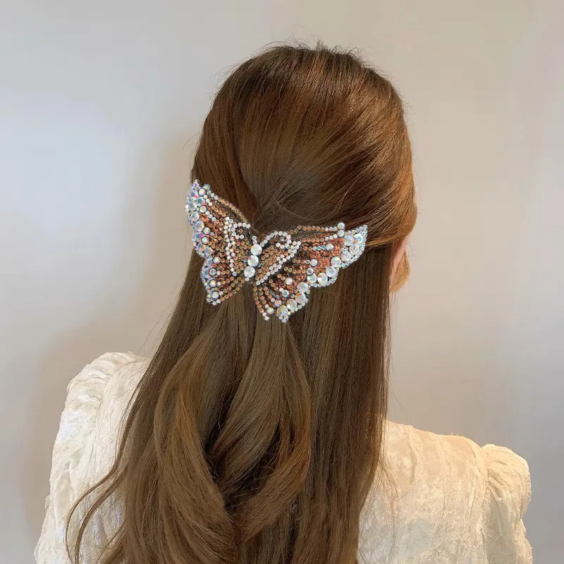 

Элегантные полные шпильки для волос со стразами в виде бабочек, Элегантные Заколки для конского хвоста с цветами для девочек, женские аксессуары для волос
