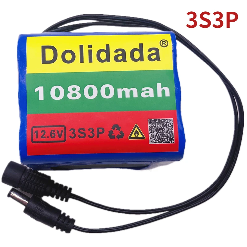 

3S3P 12V Battery Original 12V10.8Ah 10800mAh 18650 Rechargeable Batteries 12V with BMS Lithium Battery Protection Plate