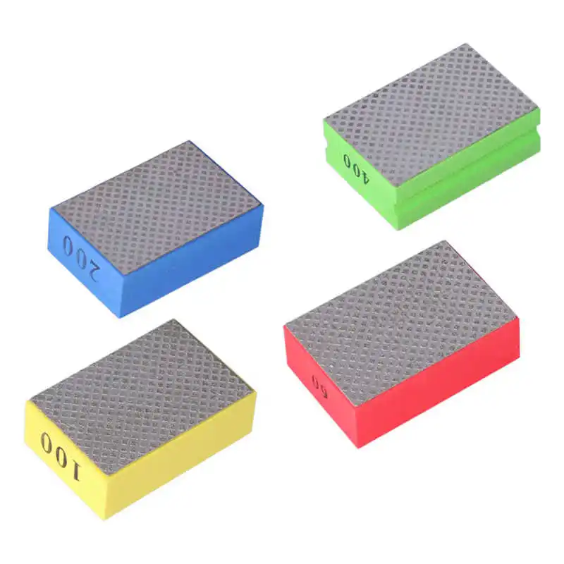 

4Pcs Hand Polishing Pads for Tile Stone Trimming Deburring 60# 100# 200# 400# Grit Polishing Grinding Block