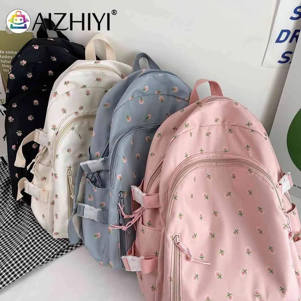 

Fashion Floral Backpack College Student Large Capacity Fresh School Bag Mochilas Flower Simple Cloth Backpack Daughter Gifts