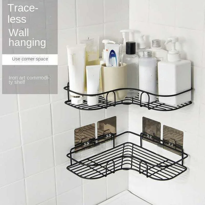 

Стеллаж для ванной комнаты, кухонный стеллаж для хранения из кованого железа, стеллаж для хранения шампуня, аксессуары для ванной комнаты, к...