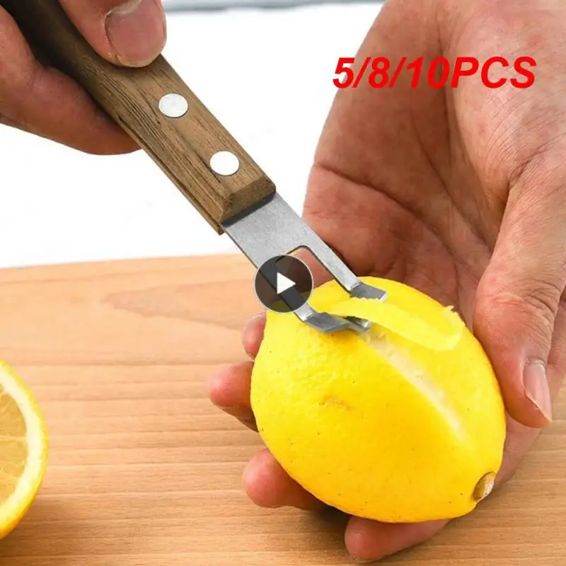 

5/8/10PCS Lemon Peeler Vegetable Carrot Cocktail Cheese Citrus Fruit Peeler Grater Rust-proof Wooden Handle Vegetable Slicer