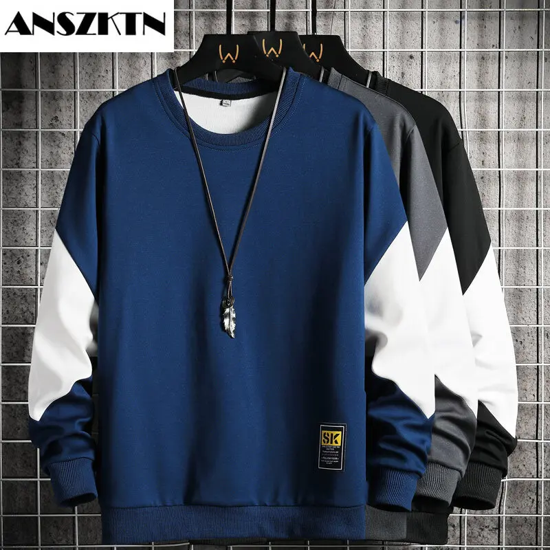 

ANSZKTN Spring&Autumn 2021 new men's hoodies casual versatile teenagers handsome long sleeves with round collar jacket