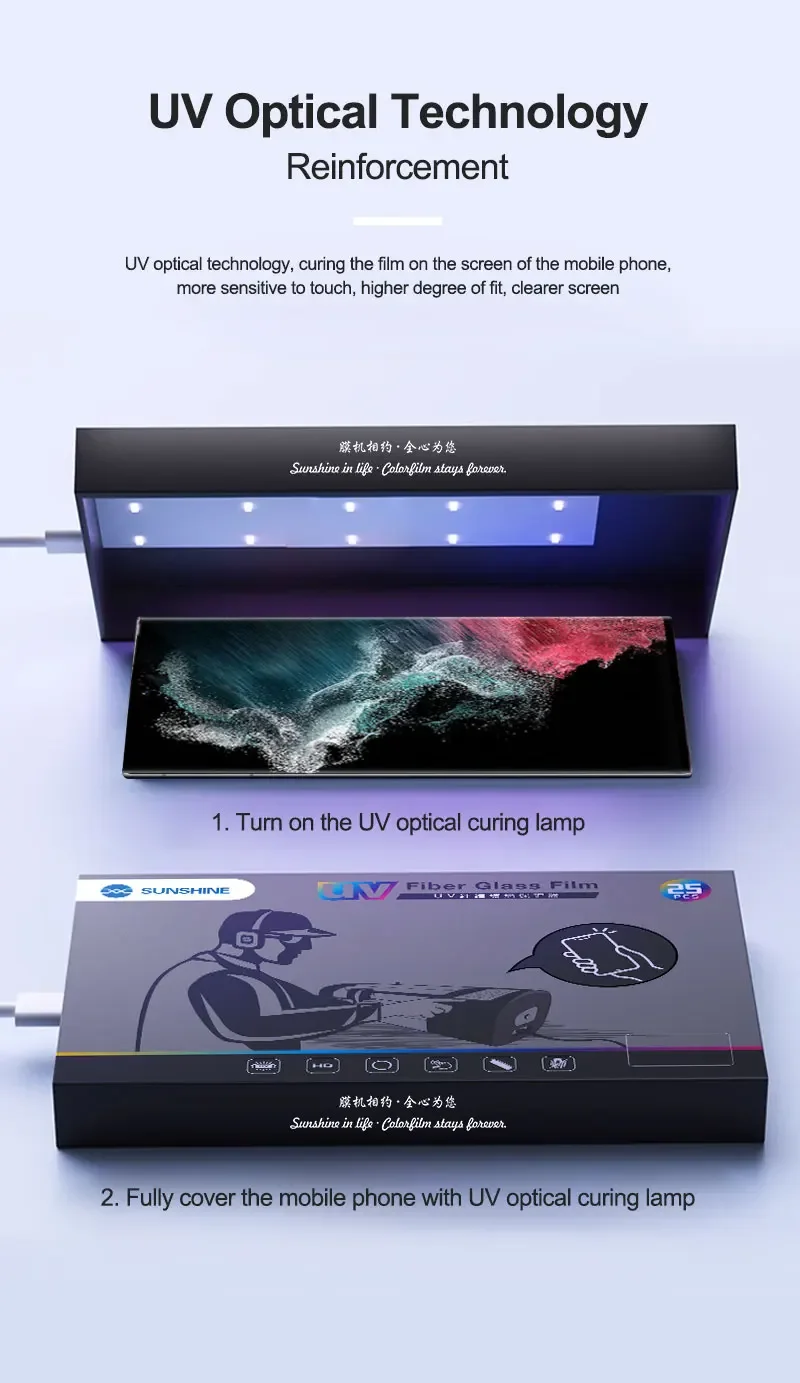 SUNSHINE 25 шт. SS-U200 SS-U300 УФ-защитная пленка из стекловолокна HD Защитная с алмазным