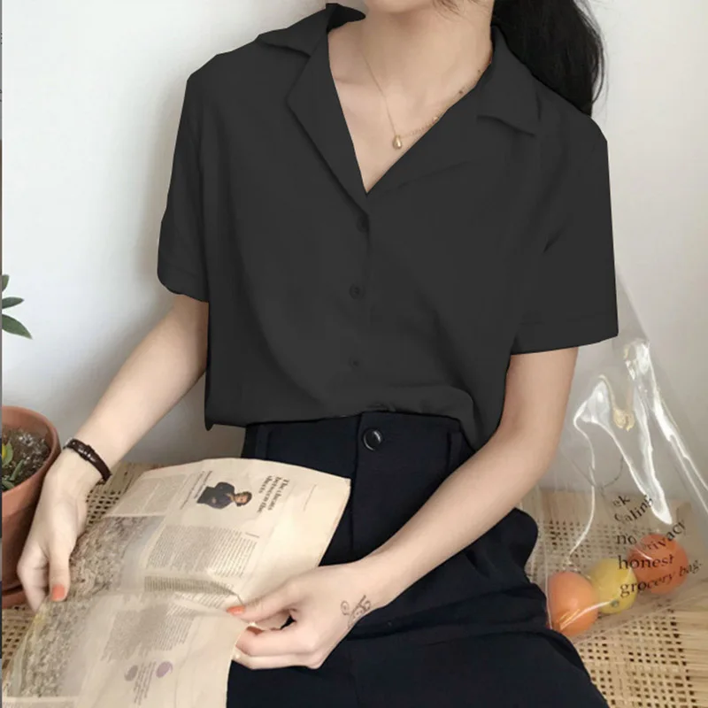 

Summer Blouse Women Chiffon Japan Korean Style Fashion Woman Blouses 2022 Short Sleeve Office Lady Shirts for Women Tops Female