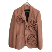 fashion men blazer flower embroidered lapel long sleeve suits 2022 streetwear casual jackets