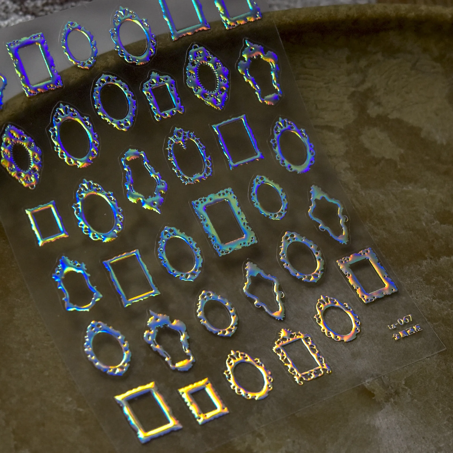 

New 5D Hot Stamping Nail Stickers Japanese Nail Stickers Gold Silver Photo Frame Nail Decoration