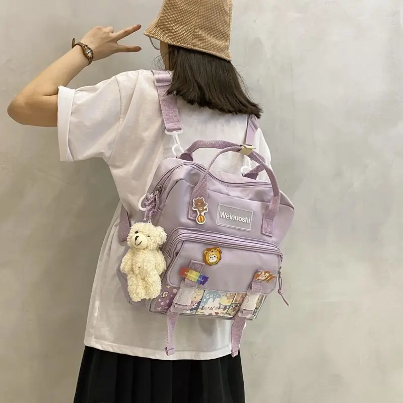 2023 New Korean Version Messenger Canvas Bag Female Students Attend Class Shoulder School Bag Remedial Remedial Handbag