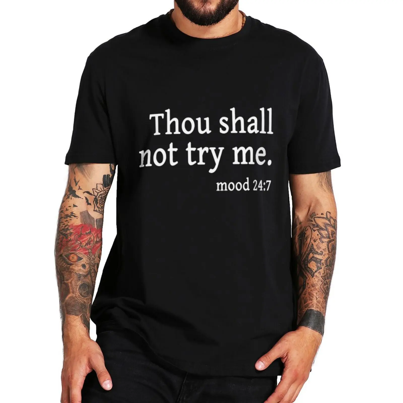 

Thou Shall Not Try Me T Shirt Humor Sayings Slogan Graphic Short Sleeve Casual 100% Cotton Unisex Summer O-neck T-shirt EU Size