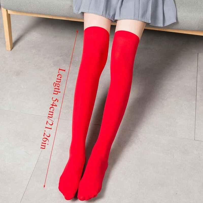 1pair Solid Color Stretch Over Knee Stockings for Women Sexy Medias Warm Stocking Fashion Multicolor Japanese Style Student Sock