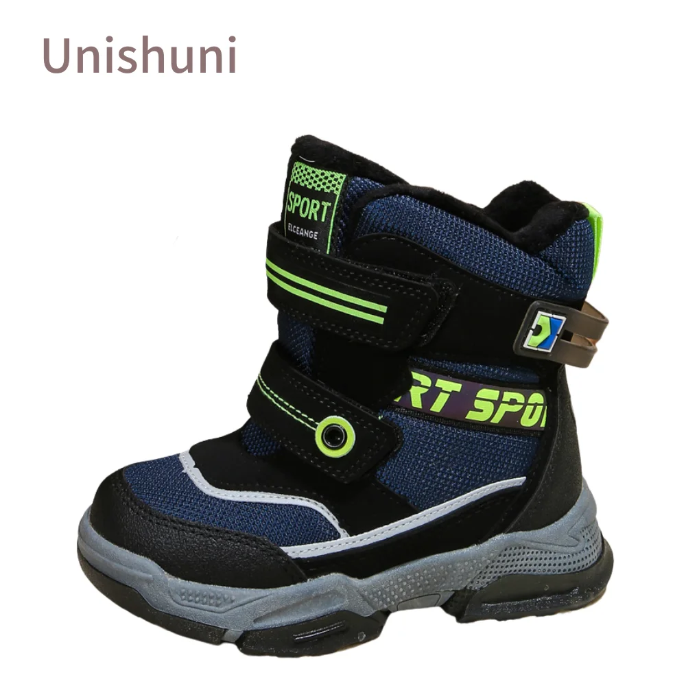 

Unishuni Boys Snow Boots Children Cold Weather Warm Fur Lined Outdoor Boots for Kids Autumn Winter Non-Slip Hiking Shoes 27-32