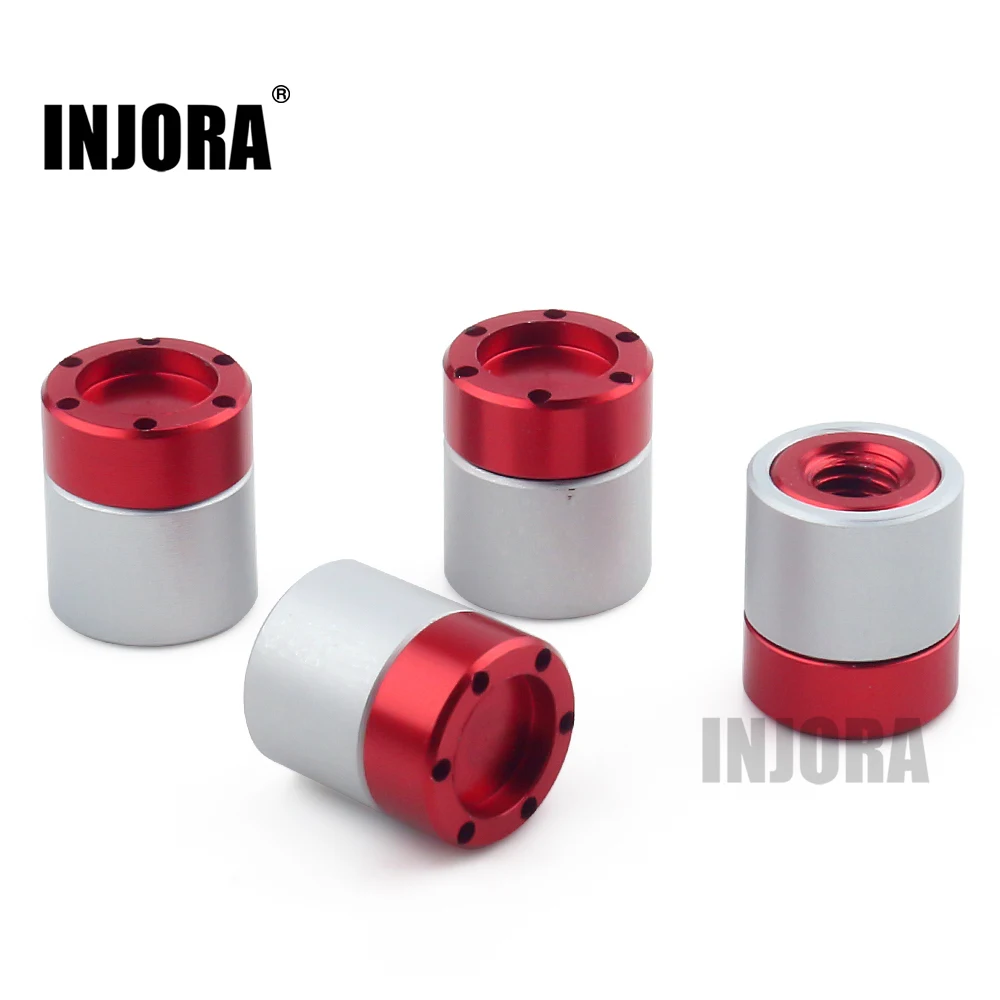INJORA 4PCS Aluminium Wheel Rim Center Cap M4 Nuts for 1/10 RC Crawler Axial SCX10 90046 TRX4 TRX6 Tamiya Recat RC Car Parts