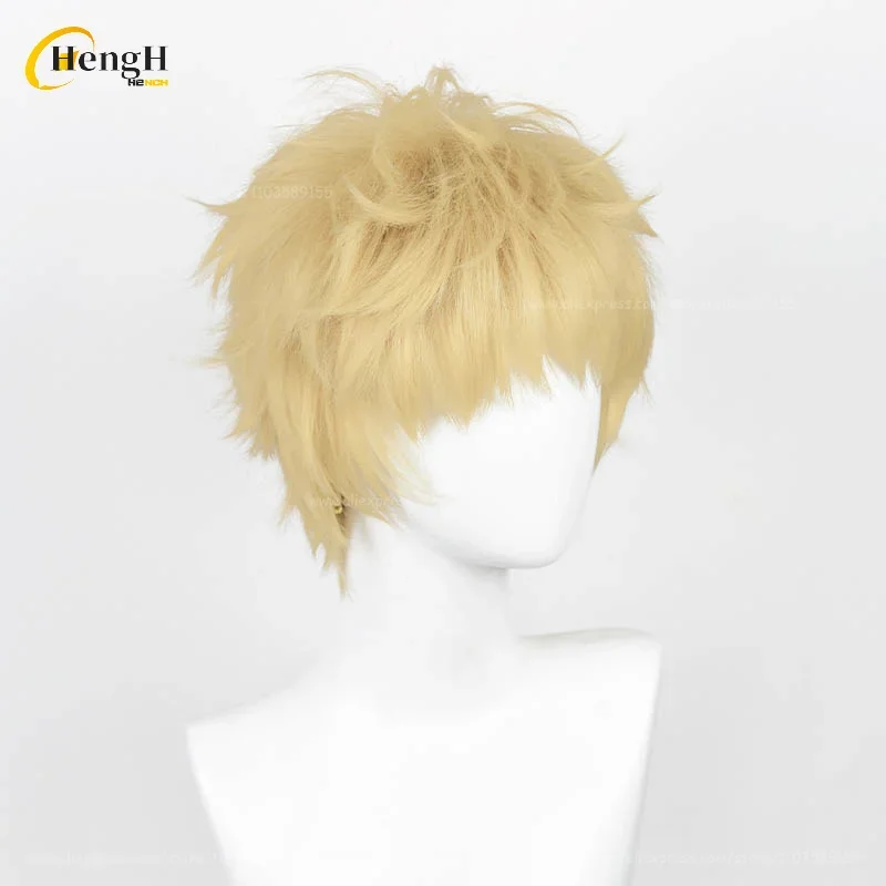 Синтетический парик аниме Kei Tsukishima 30 см искусственный золотой косплей из очки