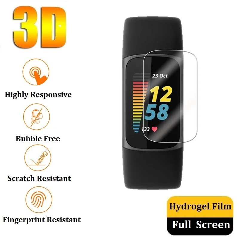 

3 Pieces Hydrogel Protective Film for Fitbit Charge 5 4 3 2 Screen Protector for Fitbit Inspire 2 HR Luxe Film Foil Protection