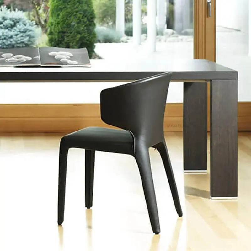 

Italian Style Simple Dining Chair Restaurant Leather Design Chair Saddle Leather Living Stool Sillasn Home Decoration WXH50XP