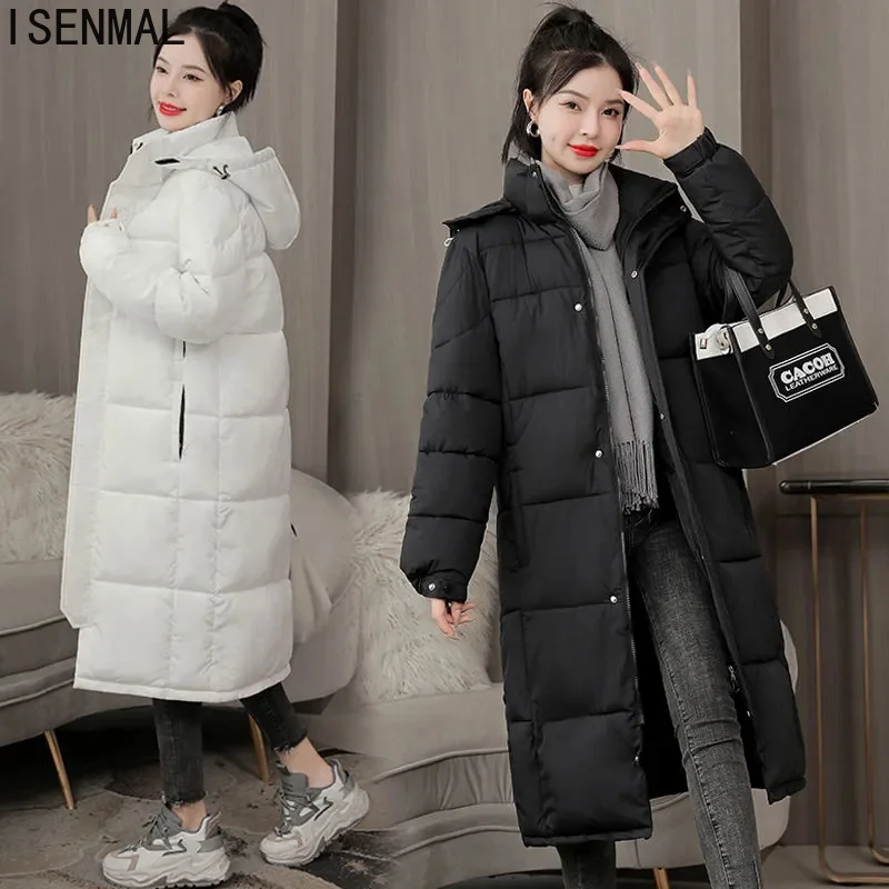 New Women Winter Parka Jacket Long Coat Hooded Outwear Warm Down Cotton Jacket Slim Parka Padded Loose Female Student Coats