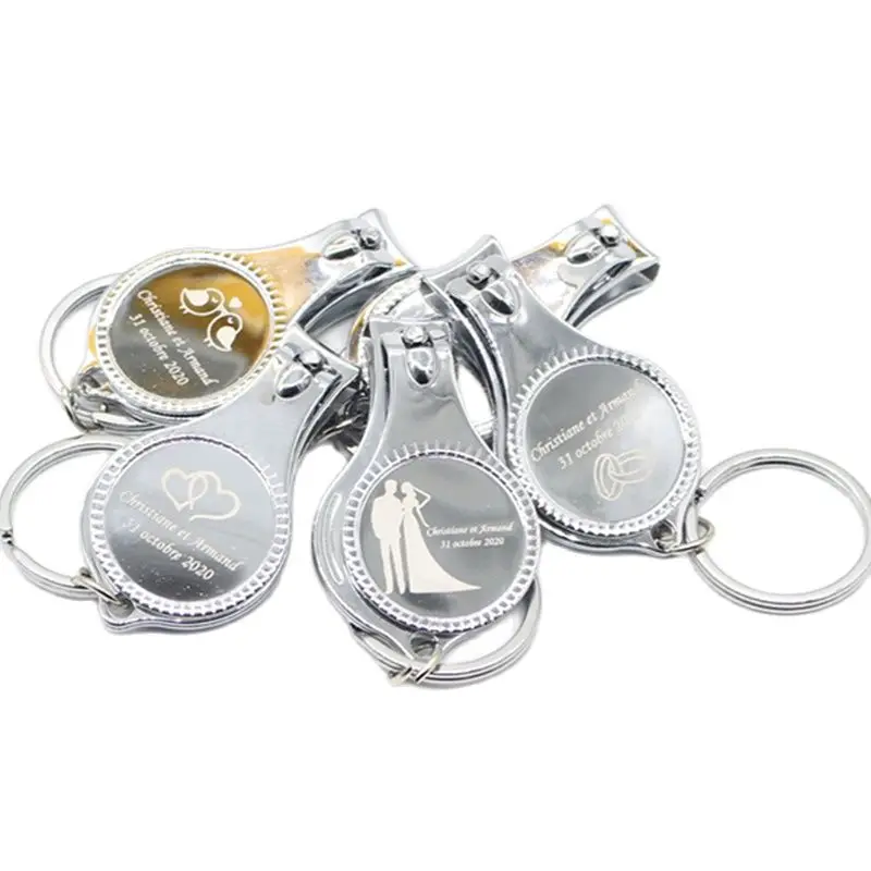 

Personalized engraved Nail Clip Keychain Bottle Openers Wedding Favors Nail Cutter With Bottle Opener logo custom present