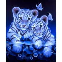 diamond mosaic cross stitch kits full drill blue tiger brothers animal 5d diy diamond art embroidery painting home decor