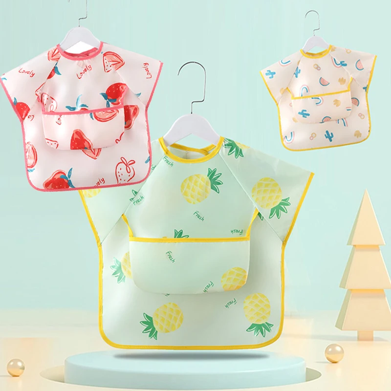 

Cute Cartoon Baby Bibs Waterproof Newborn Sleeveless Bib Kids Apron Summer Infant Eva Meal Burp Cloths with Pocket