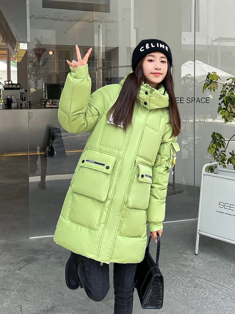 2022 New Design Oversized Winter Jacket For Women's Middle Long Fashoin Hooded Padded Warm Thicken Female Ladies Parka Coat