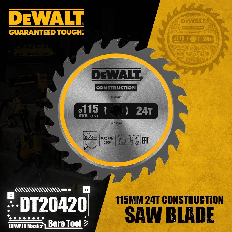 Фото DEWALT DT20420, конструкция, циркулярная пила, беспроводной каркас, 115 мм, 24 т, электроинструмент, аксессуары для DCS571 №1