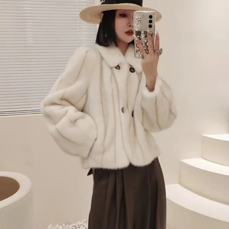 Зимний элегантный квадратный воротник из норки женская модная норковая