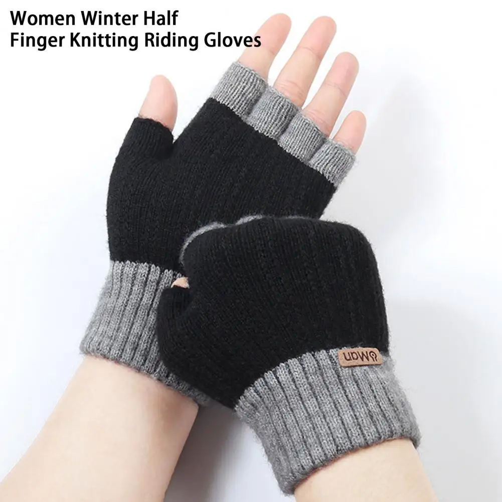 

1 Pair Excellent Winter Velvet Lining Cycling Driving Mittens Winter Gloves Skin-touch Coldproof