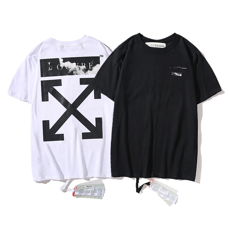 

Supersize Classic Off Letter Embroidery Men Cotton Streetwear Women's T-shirt Summer Short Sleeve Brand Hip Hop white Tee