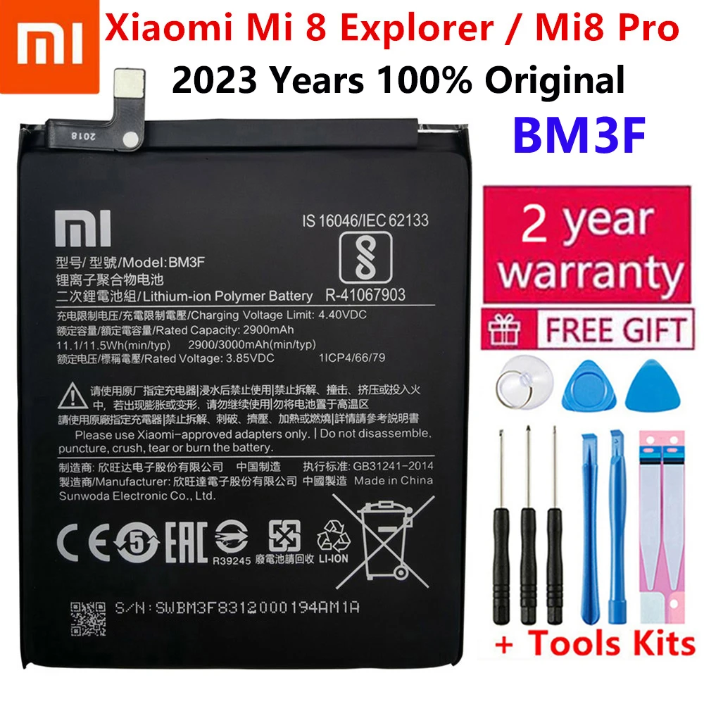 

Xiao mi 100% Orginal BM3F 3000mAh battery For Xiaomi 8 Mi 8 Explorer/Mi8 Pro BM3F Phone Replacement Batteries +Tools