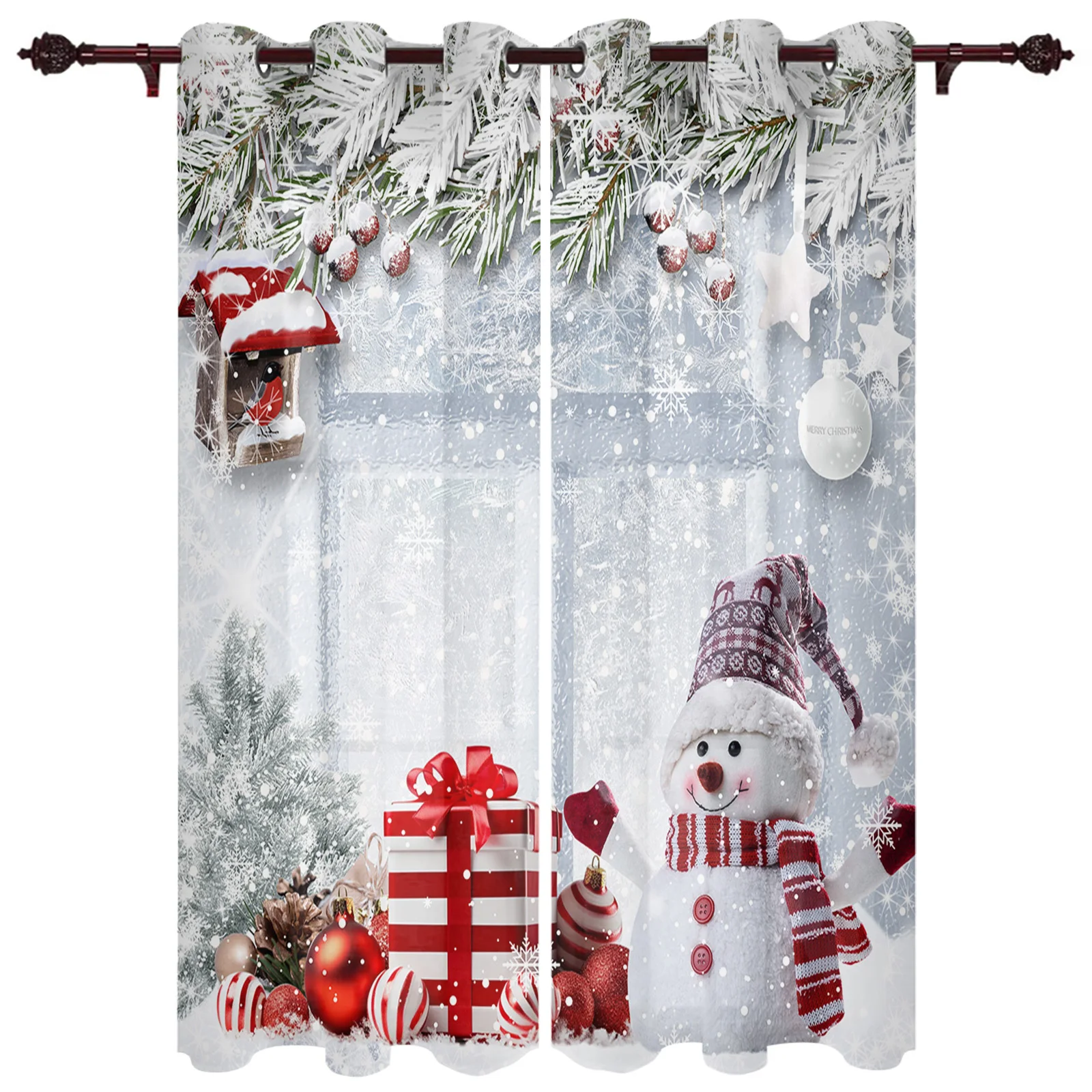 

Рождественские снежинки, снеговик, Холли, елка, окна, шторы для гостиной, роскошные шторы для спальни, кофейные, кухонные декоративные драпировки