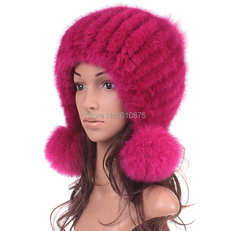 

Женская зимняя норковая утепленная меховая шапка, женская теплая вязаная шапка из шерсти норки