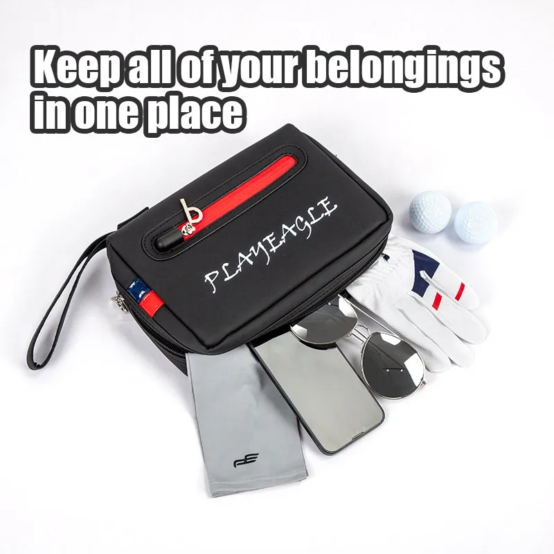 PLAYEAGLE 2022 Unisex Golf Handbag PU Material Zipper Mini  Valuables Cell Phone Pouch Makeup Cosmetic Bag for Men Women