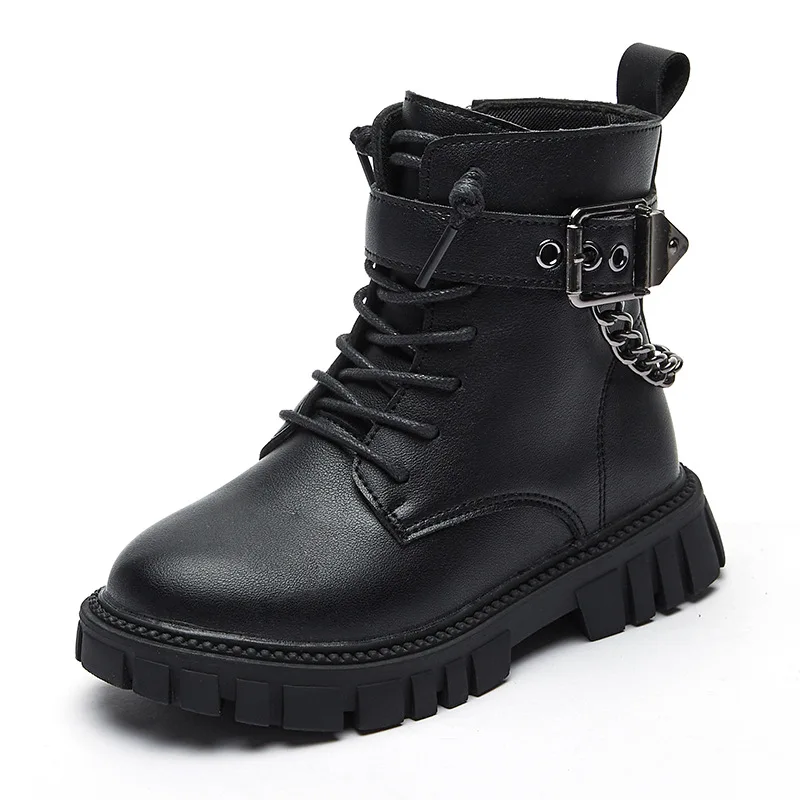 

New Children's Soft-soled Girls' Martin Boots Autumn And Winter Cotton Boots Warm Toddler Shoes Boys Leather Boots Student Shoes