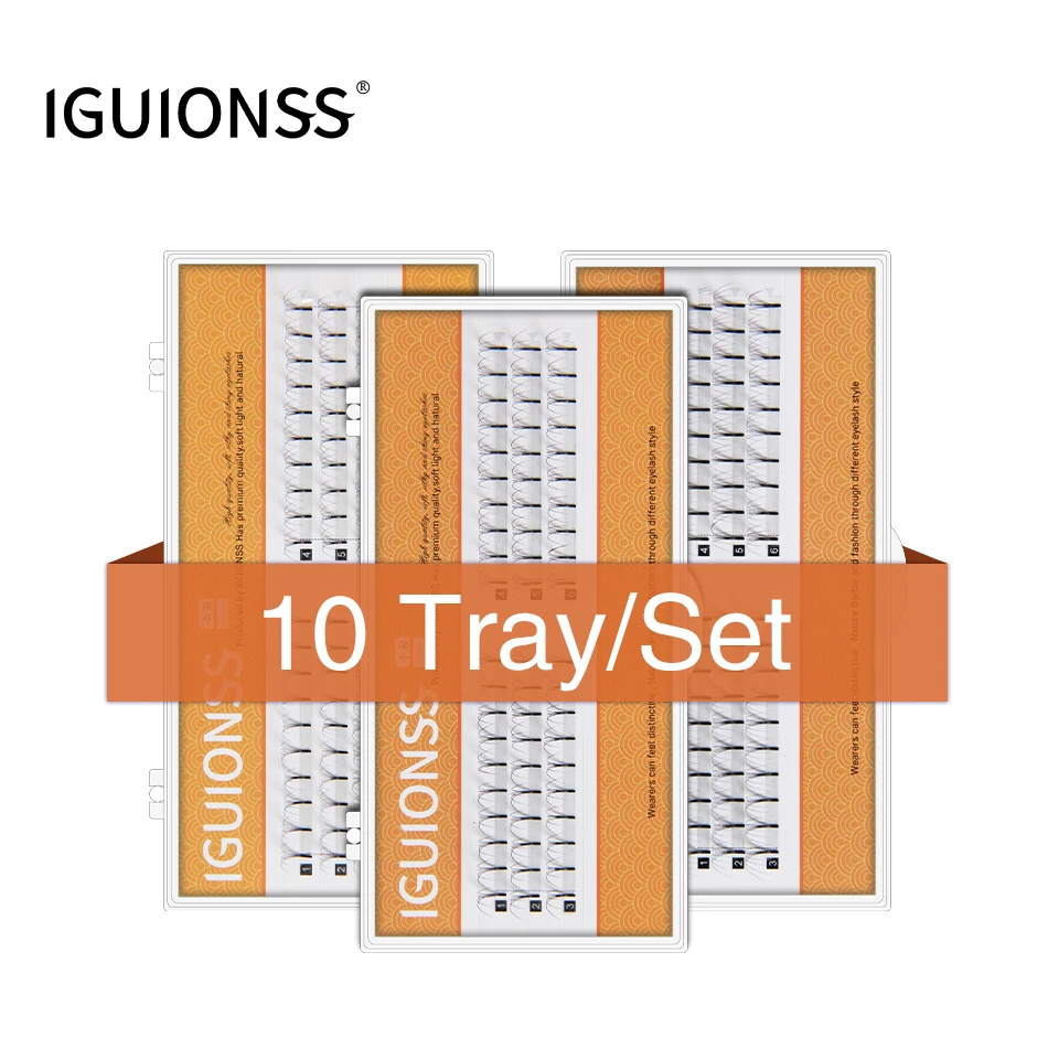 

IGUIONSS 10 pcs 4D 5D 6D Soft Natural Mink Eyelashes Handmade Premade Volume Fans Eyelash Extension Maquillage Femme False Lash