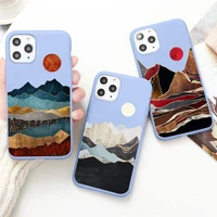 hand painted scenery phone case for iphone 13 12 mini 11 pro max x xr xs 8 7 6s plus candy purple silicone cover