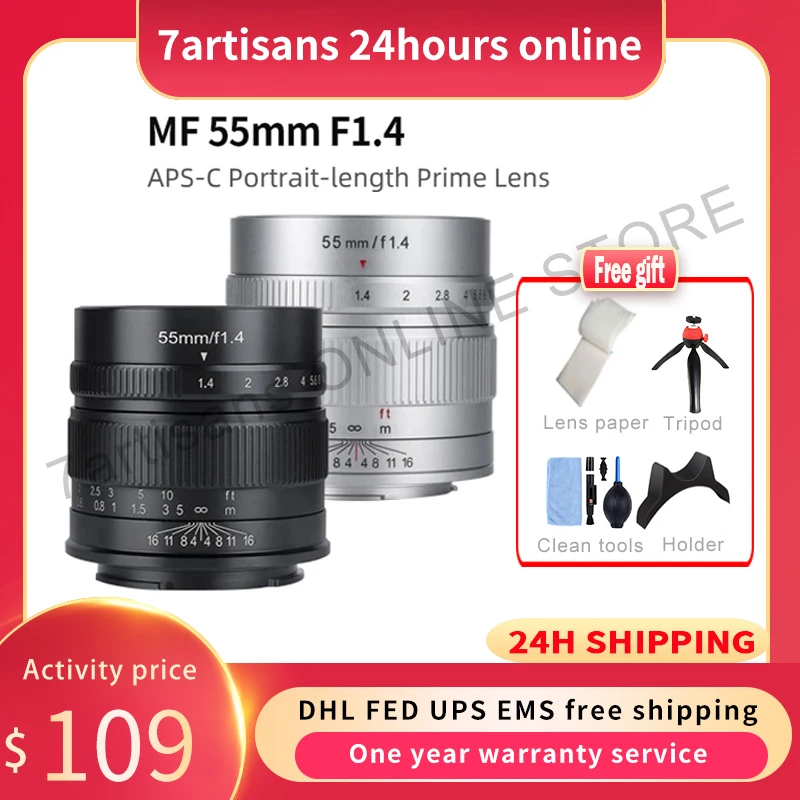 

7artisans 7artisans 55 мм F1.4 Портретные объективы с большой диафрагмой MF Prime для Sony E a6600 a6100/M4/3 mount GX9 G9 Бесплатная доставка