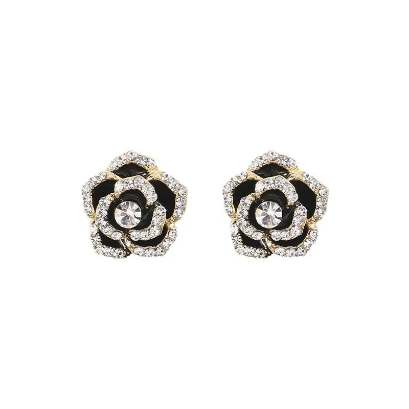 S925 Серебряные иглы в гонконгском стиле с камелией легкие роскошные серьги розами